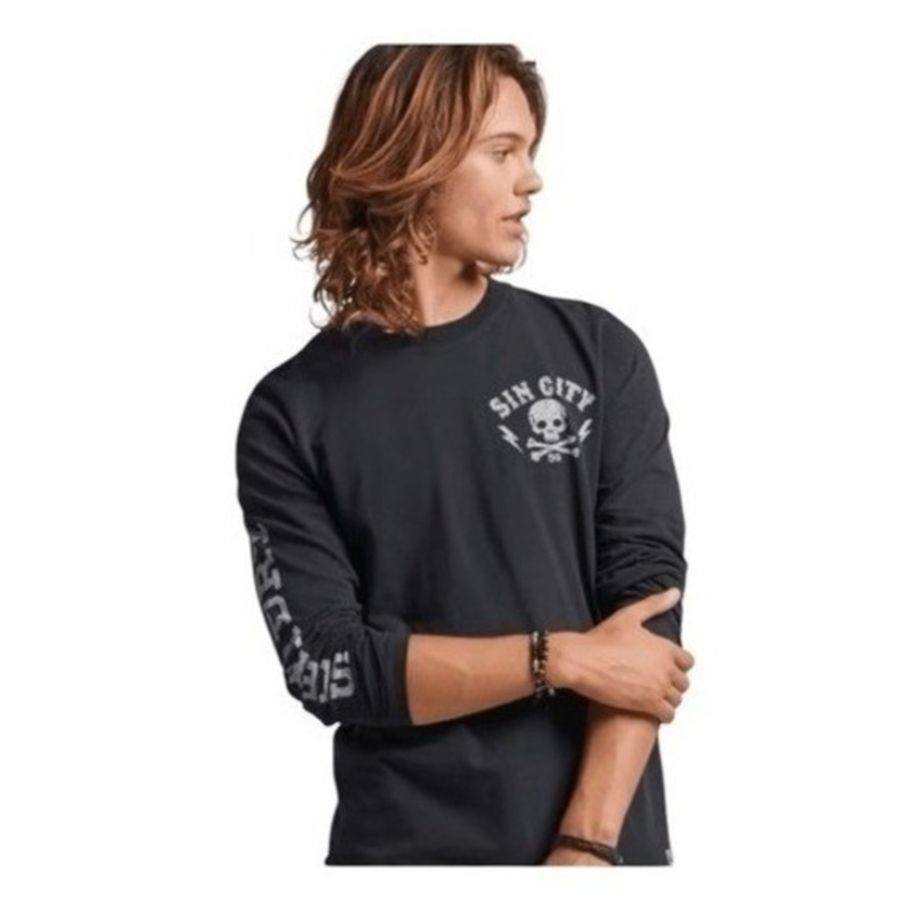 Superdry Vintage Blackout Relaxed Fit Graphic Tee Crewneck Long Sleeve L
